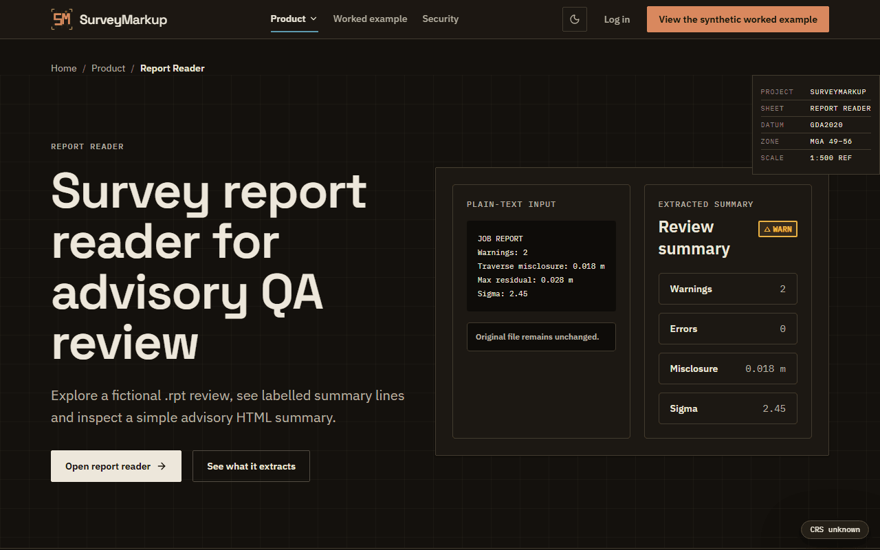 Synthetic preview of Source-linked Report Reader